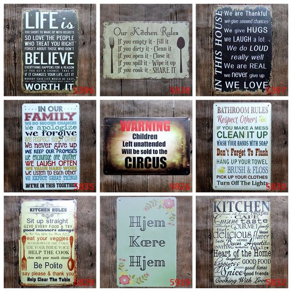 2019 Wall Decor Vintage Metal Painting Table Manner Kitchen Rule