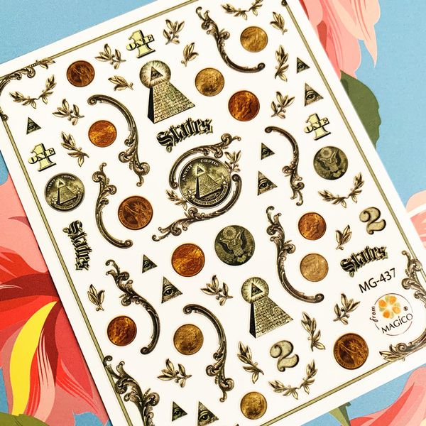 

mg-437 currency world 3d nail art sticker nail decal stamping export japan designs rhinestones decorations, Black