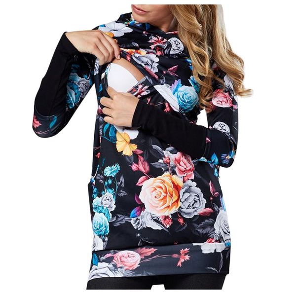

Maternity Autumn Clothes Hoodies Floral Women's Pregnant Nursing Hoodie Casual Premaman Hooded Sweaters Maternidad Hoody XL Top