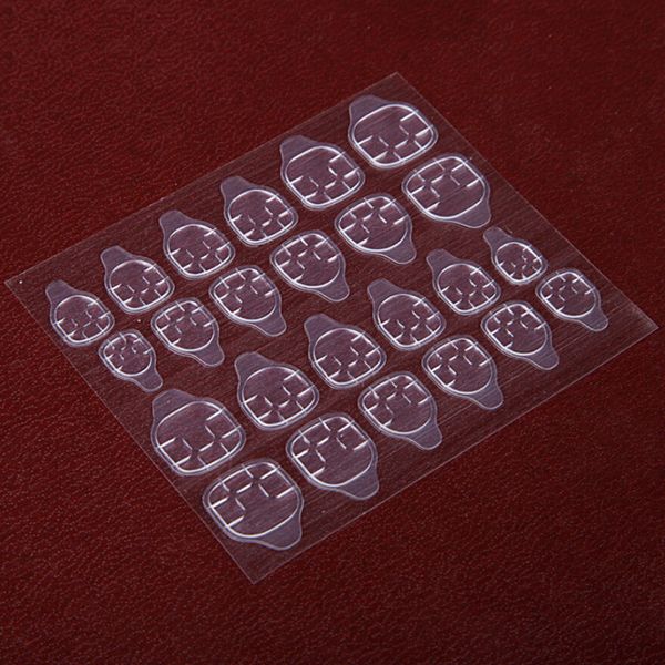 

na031 24pcs transparent double sided adhesive tapes stickers false fake nails sticker nail tips extension stick glue tools, Red;pink