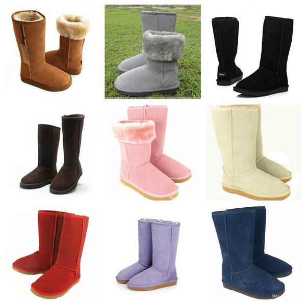 

women's classic tall boots womens boots snow boot winter shoes leather big us size 4--13, Black