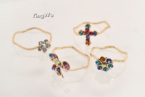 

wholesale lot 10pcs golden color assorted design kid children crystal ring party wedding jewelry, Slivery;golden