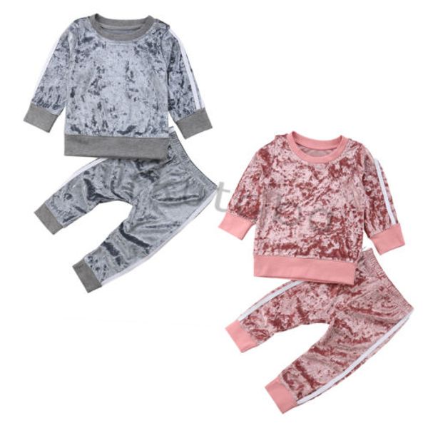 

emmababy 2pcs kids baby boys girls sports casual velvet autumn suit outfits set, White