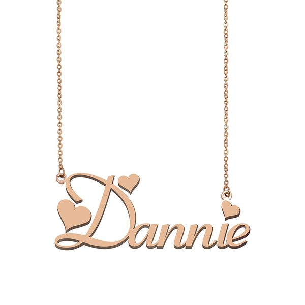 

dannie name necklace pendant for women girls birthday gift custom nameplate kids friends jewelry 18k gold plated stainless steel, Silver