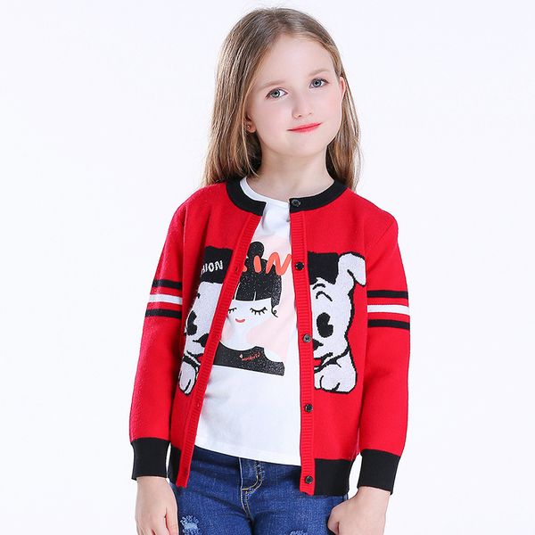 

new style girl's cardigan coat knitted spring, autumn and winter versatile kids' sweater, Blue