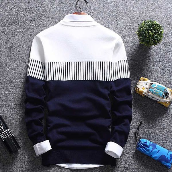 

plus size mens casual warm long sleeve sweater autumn slim fit shirts knitwear, White;black