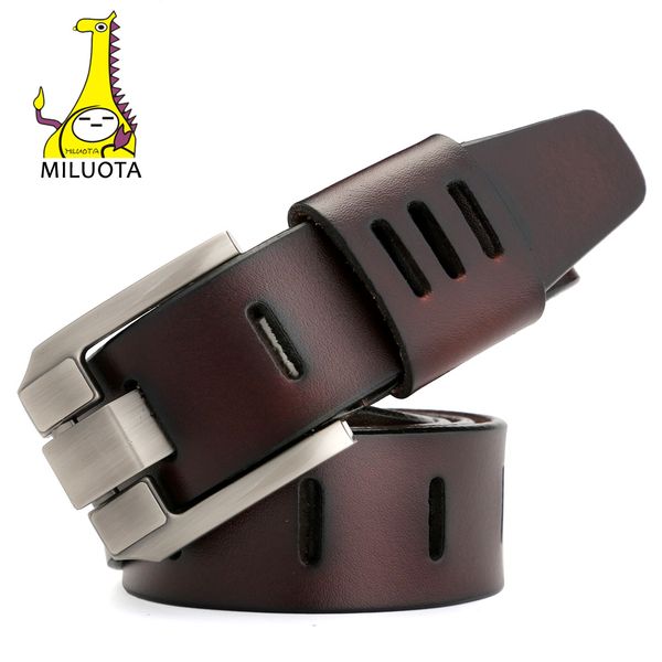 

miluota] designer belts men genuine leather belt for men luxury ceinture homme style 130cm mu012, Black;brown