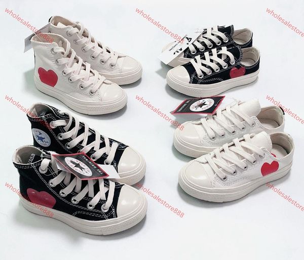 

boys commes des garcons play chuck 1970 canvas sneakers, taylor vulcanized shoes, men, skateboarding, ladies, skating girls, red hearts girl, Black