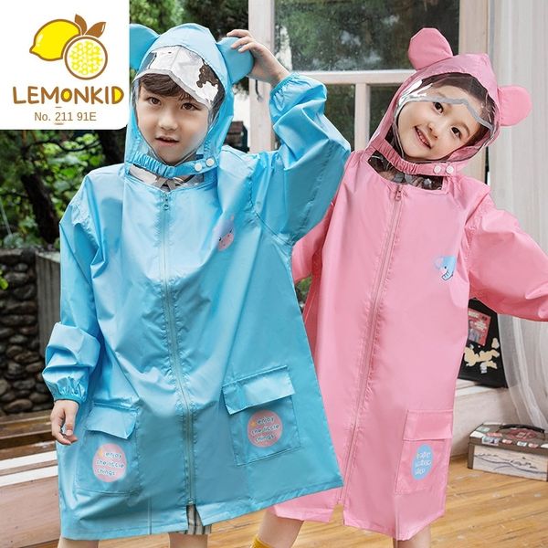 

3a0gz lemonkid solid color cloak cloak children's raincoat boys' and girls' pupils breathable light environmental protection, Red;brown