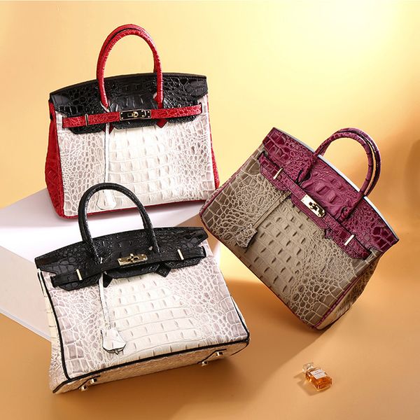 

двухцветный аллигатор келли сумка из натуральной кожи крокодила роскошные сумки кошельки марка дизайнерская crossbody мешки плеча женщин мод