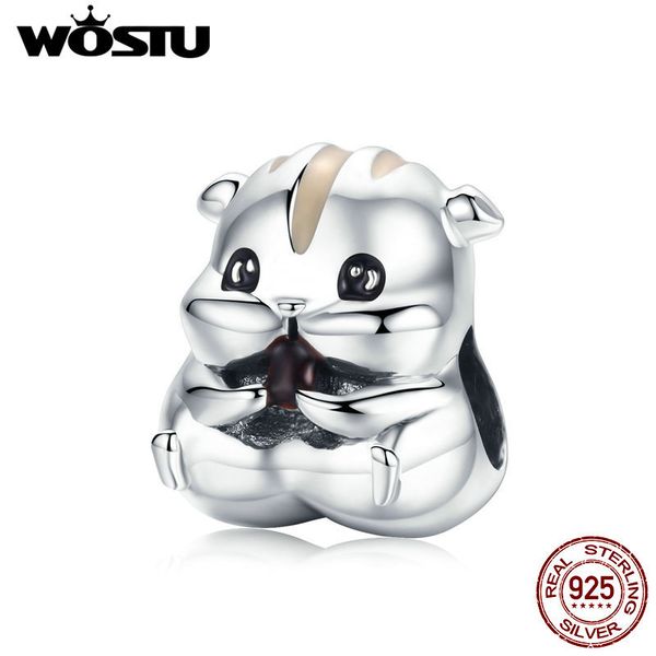 

wostu симпатичные животные шарма стерлингового серебра 925 hamster приспособленный шариками оригинальный браслет подвеска для женщин изготов, Bronze;silver