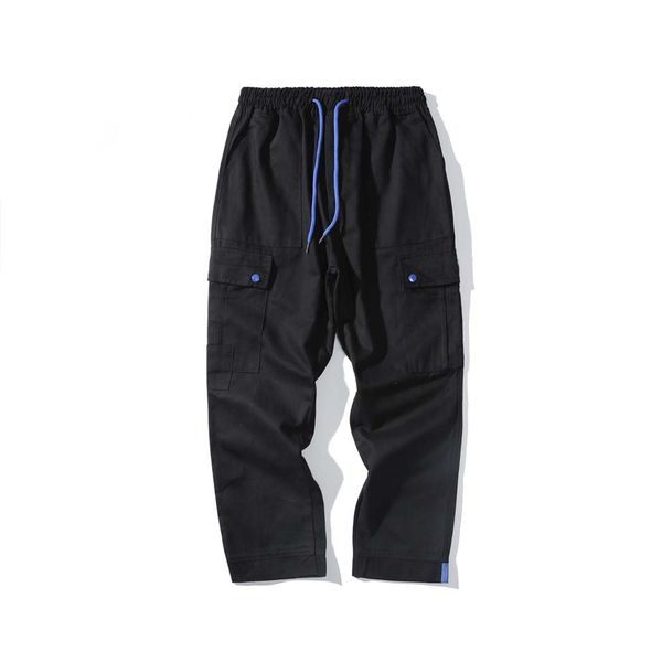 

tide brand europe america cat casual pants men classic multi-pocket trousers function wild breathable overalls, Black