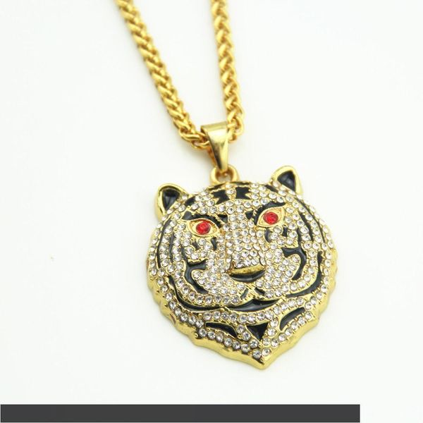 

2020 trendy hip hop jewelry bling tiger head pendant necklace dropshipping1, Silver