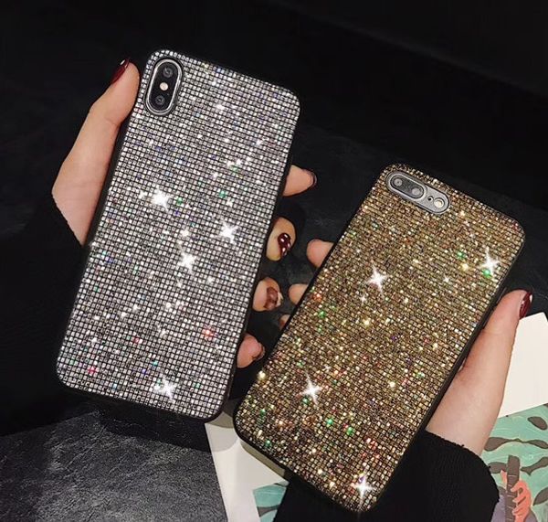 Luxo Bling Diamond Phone Capas Capa de cristal brilhante para iphone 6 s 7 7PLUS 8 8Plus x 10 xr xs max