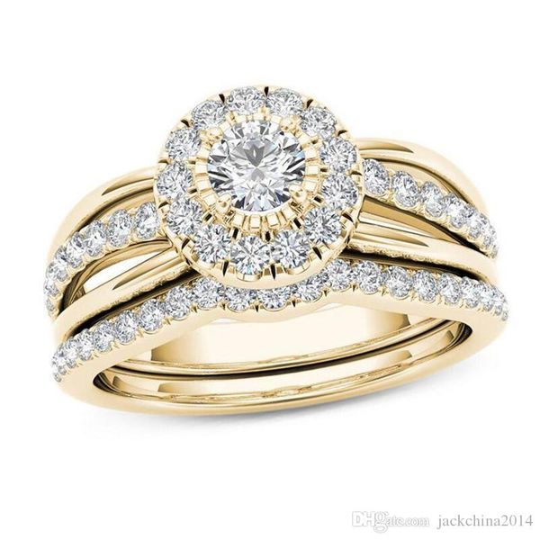 

victoria wieck vintage fashion jewelry 925 sterling silver&gold fill round cut white z handmade women wedding band ring for lovers' gif, Slivery;golden