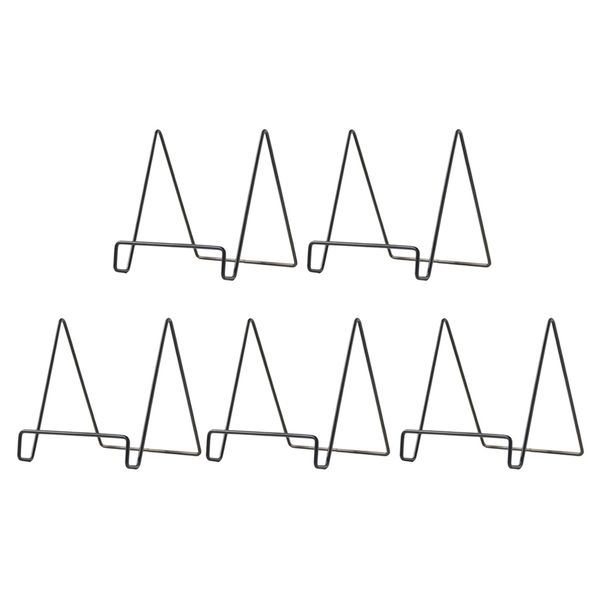 

5pcs iron geometric easel plate display stand picture holder black