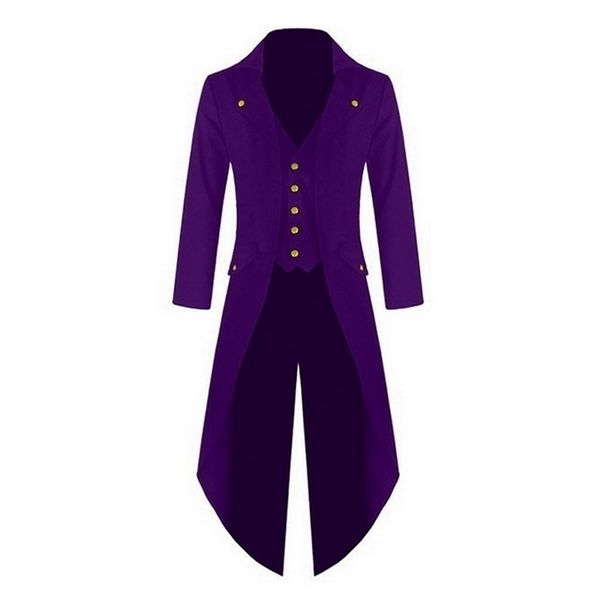 

oeak turn-down punk retro collar men's coat solid steampunk retro tuxedo 2019 new fashion vintage male dress men's coat, White;black