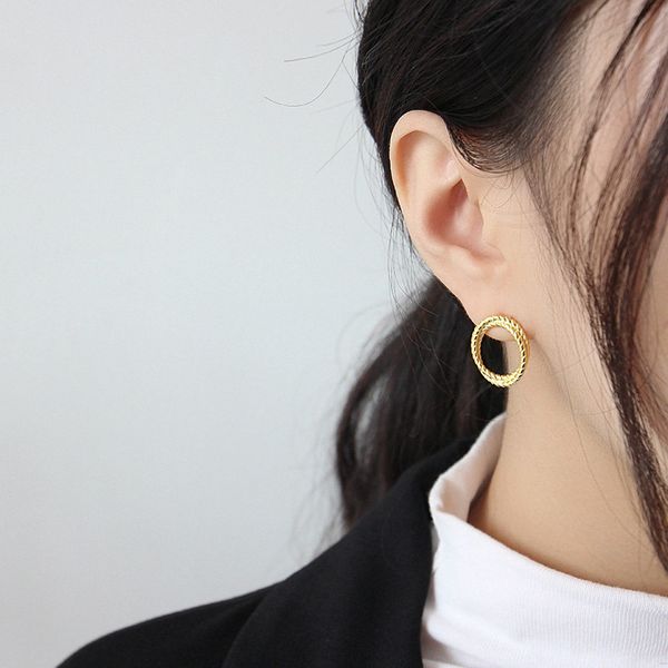 BODYA Sterling Silver Double Layer Twist Earring Studs for Women Girls