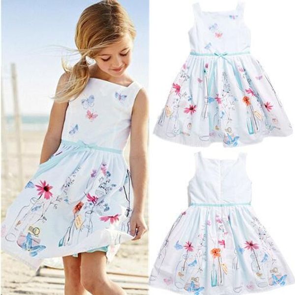 

girls dress children's clothing white strap dress students wear fashion pleated silk leisure, Red;yellow