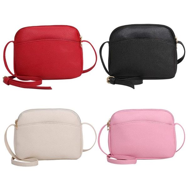 

simple women pu leather messenger handbags candy color shell shoulder bags