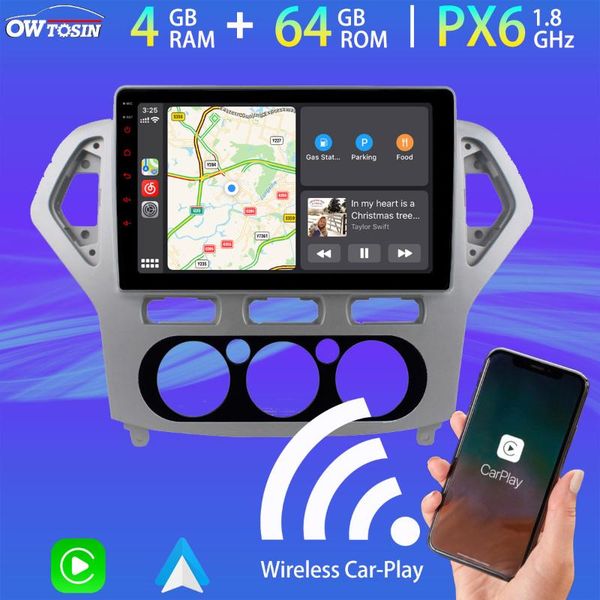 

10.1" px6 4gb+64gb android 9.0 car multimedia player gps radio for mondeo 2007-2010 5*usb wireless carplay tda7850 hdmi dab car dvd