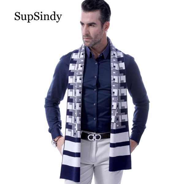 

supsindy winter scarf men wool cashmere fashion casual men scarf black plaid vintage soft scarves luxury shawl lattice warm wrap, Blue;gray