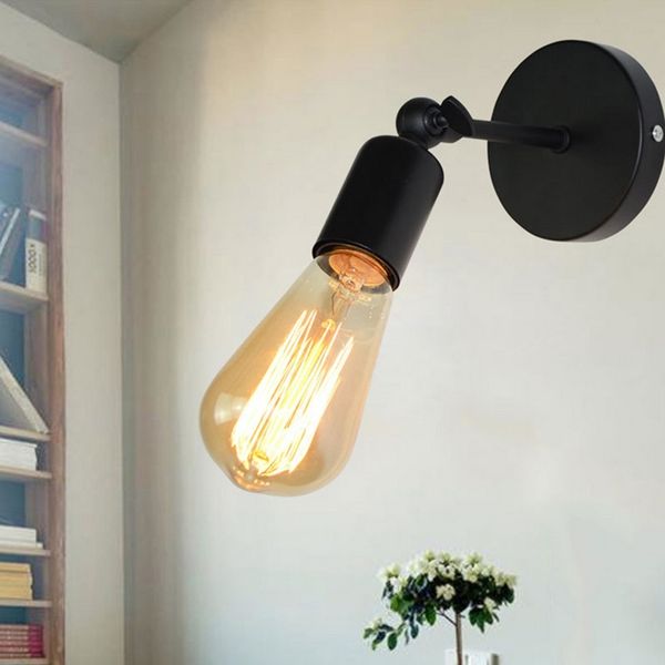 

retro simply style black iron wall lamp led modern industrial study loft stairs wall lighting
