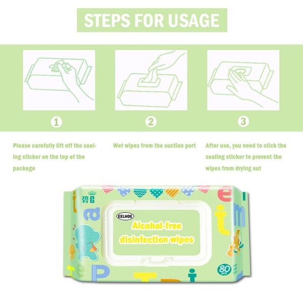 

80pcs/box alcohol cleansing wipes hypoallergenic for children baby skin cleaning care jewelry mobile phone clean wipe paper towels