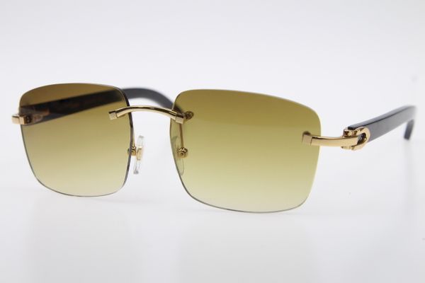 

rimless genuine natural black buffalo horn sunglasses 8200816 2019 new glasses with box brown, White;black