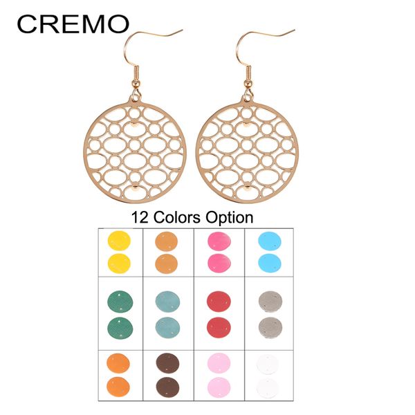 

cremo georgette round bubble pendant interchangeable leather hanging earrings drop hanging dangle statement earrings for women, Silver