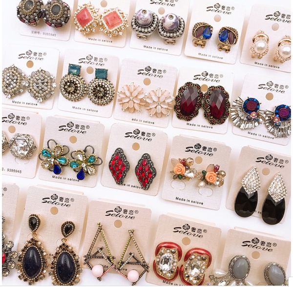 

handmade jewelry accessories alloy retro geometric fan-shaped pearl crystal earrings materials, Silver