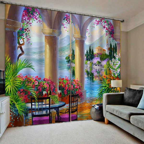 

roman curtains draw scenery curtains drapes living room bedroom decor 2 panels hookswindow