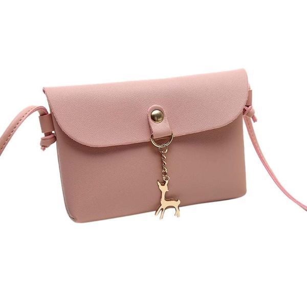 

women's vintage small deer pendant leather crossbody shoulder bag #3g24