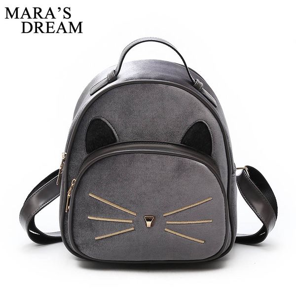 

mara's dream winter soft velour women backpack large capacity school bags for teenagers girls cute cat travel backpack daypacks