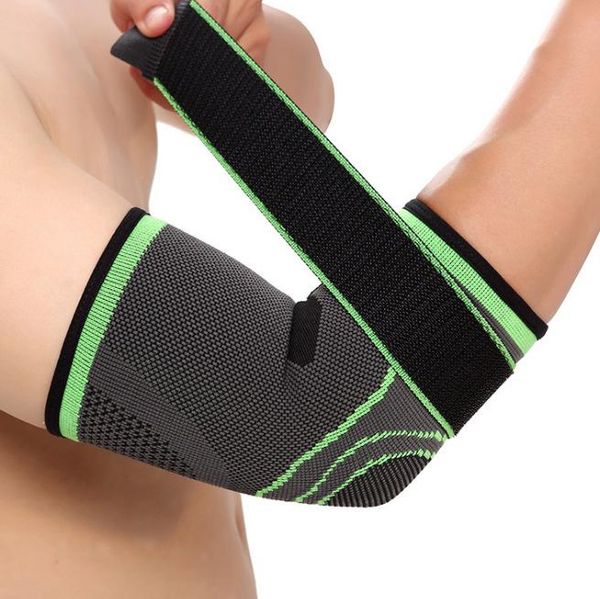 

elbow protector sports strap pressure arm basketball breathable sweat knitting guardelastic bandage elbow knee pads brace, Black;gray