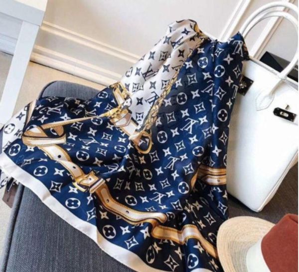 

2019 r silk scarf brand scarf ladies soft super long luxury autumn scarf warm cotton scarves plaid shawls, Blue;gray