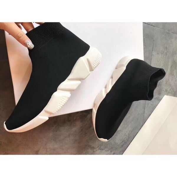 

size 35 to 42 43 44 elastic fabric knited letter pattern speed sneakers luxury men women designer sneakers, Black