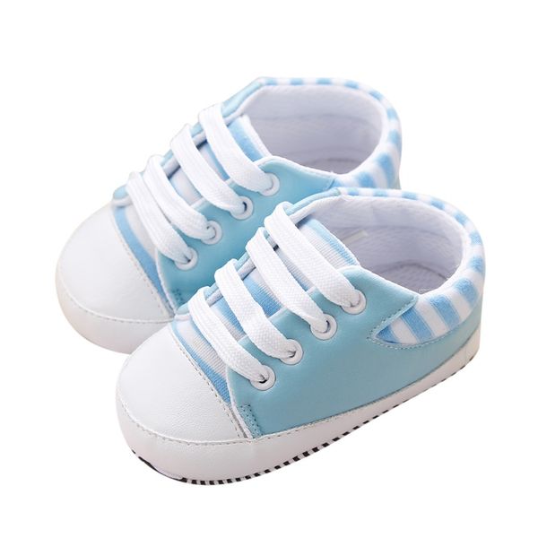 

cuteinfant baby striped pu shoe toddler boy girl lacing crib shoes 0-12 months new infant toddler sneakers