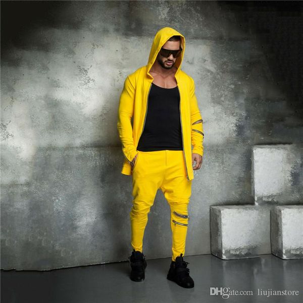 

spring mens designer hooded tracksuits running solid mens suits fashion sports loose mens 2pcs sets male apparel, Gray