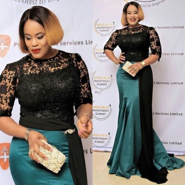 

черное кружево половина рукава плюс размер платья для матери невесты вечерние вечерние платья с выпускного вечера платье для женщин вечернее, Black;red