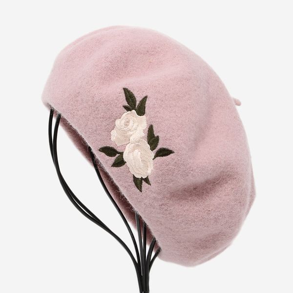 

2019 new felt wool beret caps women female bonnet caps lady painter leopard all matched warm artist hat, Blue;gray
