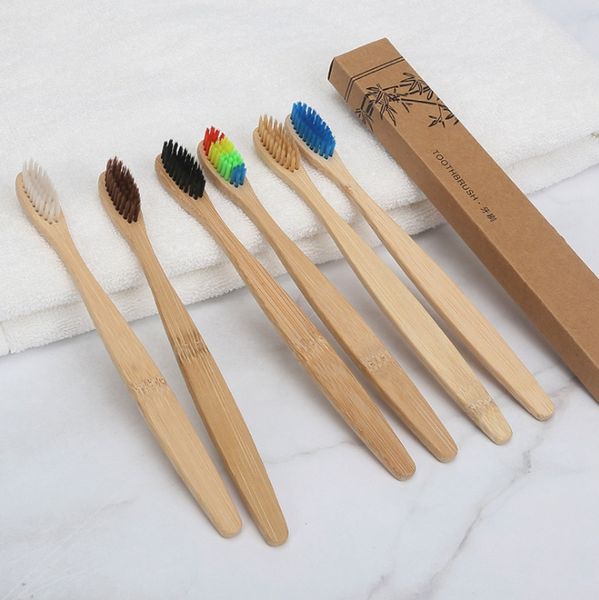 

bamboo toothbrush bamboo handle toothbrushes soft bristle tooth brush denture teeth travel kit oral care tools 6 colors lyw2790