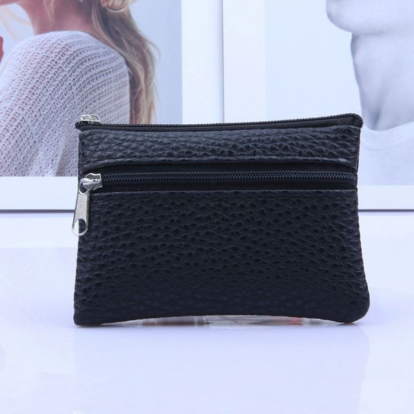 

women men leather wallet multi functional zipper leather coin purse card wallet fashionable solid wallet interior compartment, Red;black