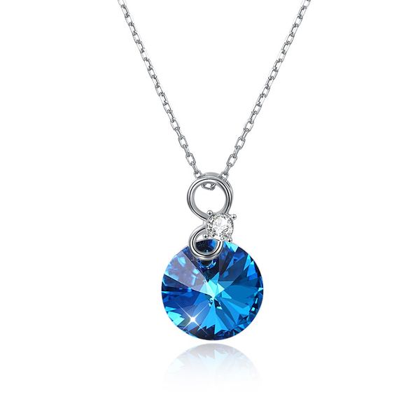 

fine crystal from swarovski element s925 sterling silver round pendant necklace svn298 jewelry gift for women girls ing
