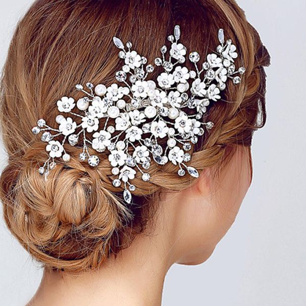 

romantic women headband bride crystal flower hair clip bridesmaid wedding party