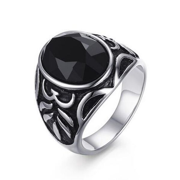 

aprilgrass марка дизайнер мужчины titanium кольцо черный agagte камень кольцо качества нержавеющей стали 316l оптовой продажи ювелирных изде, Golden;silver