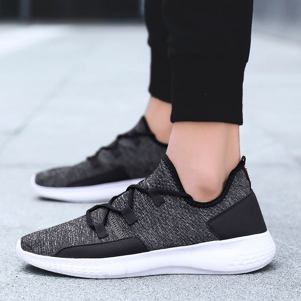 

2019 new mesh men casual shoes lac-up men shoes lightweight comfortable breathable walking sneakers tenis feminino zapatos, Black