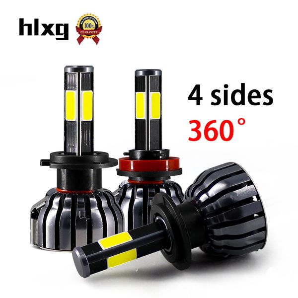 

hlxg 4 side h7 led headlight bulb diode lamps for cars lights 12000lm cold white headlamp conversion 9005 hb3 led h4 h11
