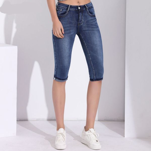 

Denim Capris for Women Plus Size Calf-length Pants Skinny Jeans Woman High Waist Jeans Stretch Slim Jean Female Summer Clothing
