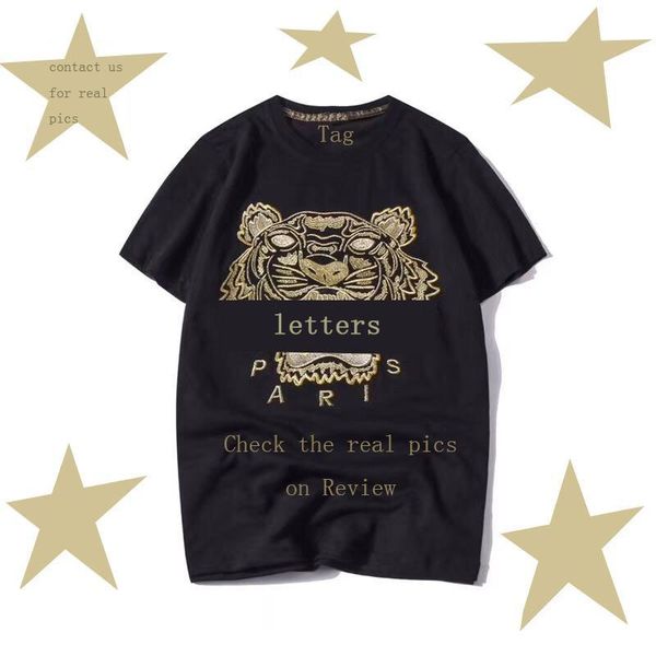 

summer designer t shirts for men tiger head letter embroidery t shirt mens clothing brand short sleeve tshirt women s-2xl, White;black